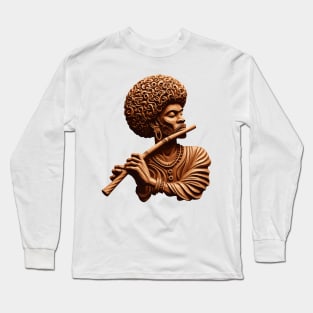 Afrocentric Man Wooden Carving Long Sleeve T-Shirt